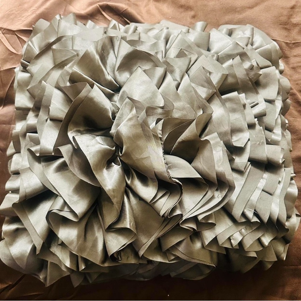 Elegant Gray Ruffled Accent Pillow
